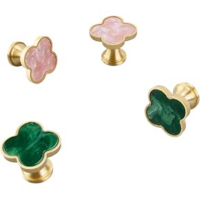 Solid Brass Handle Cabinet Drawer Hanging Clothes Hook Color Four-Leaf Clover Pull 1Pcs(Starry Sky Black) in Kuwait