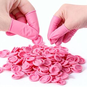 140PCS Finger Protectors, Disposable Latex Finger Covers Protect Nails From Tanning Beds, UV Protection Nail Polish Protectors, Fingers Cots for Nail Art Accessories - Medium,Pink in Kuwait