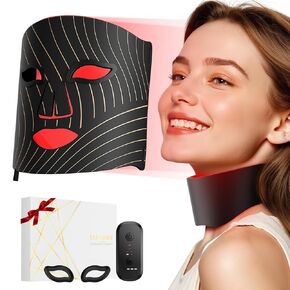 Red Light Therapy for Face 103 LED Face Mask Light Therapy with Neck Device Eye Masks,Type C Charging, Adjustable Brightness Timer,Infrared Light Therapy Mask for Home,Travel,Yoga,Sleep,Working in Saudi Arabia