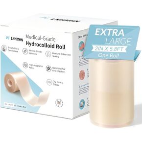 ضمادات رول غرواني مائي، شريط رقعة بثرة طويل للغاية مقطوع حسب الحجم للوجه والجسم، رقعة غرواني مائي كبيرة فائقة الامتصاص للبثور والحرق والعناية بالجروح، مقاومة للماء ومرنة (2 بوصة × 5.8 قدم) in Kuwait