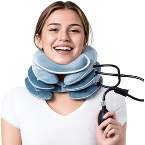 جهاز جر الرقبة من باباكا لتخفيف آلام الرقبة بشكل فوري، دعامة دعم للرقبة قابلة للنفخ والتعديل، وسادة دعامة للرقبة للاستخدام المنزلي لتخفيف ضغط الرقبة (11 بوصة - 17 بوصة) in Kuwait