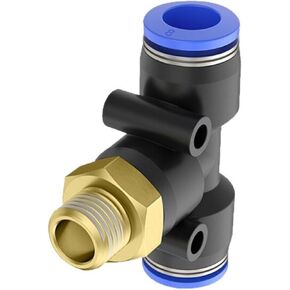 PD External Thread Copper Tee PB Pneumatic Quick Insert 8-02 Tracheal Connector 12-04/6-01 1Pcs(蓝色PD6-01) in Kuwait