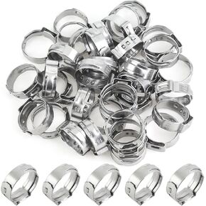 52 Pieces 15.3-18.5mm Single Ear Hose Clamps, 304 Stainless Steel in Kuwait