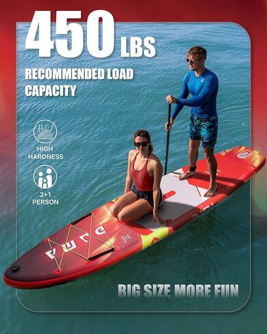 لوح التجديف الوقوف من داما لشخصين وحيوانات أليفة، تصميم ثابت وواسع للغاية للمبتدئين، للاستخدام العائلي على البحيرات والأنهار والمياه الساحلية، سعة 450 رطل، 11'6 بوصة × 34 بوصة × 6 بوصة in Kuwait