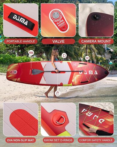 لوح التجديف الوقوف من داما لشخصين وحيوانات أليفة، تصميم ثابت وواسع للغاية للمبتدئين، للاستخدام العائلي على البحيرات والأنهار والمياه الساحلية، سعة 450 رطل، 11'6 بوصة × 34 بوصة × 6 بوصة in Kuwait