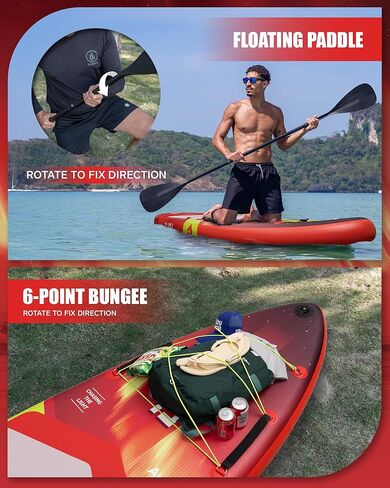 لوح التجديف الوقوف من داما لشخصين وحيوانات أليفة، تصميم ثابت وواسع للغاية للمبتدئين، للاستخدام العائلي على البحيرات والأنهار والمياه الساحلية، سعة 450 رطل، 11'6 بوصة × 34 بوصة × 6 بوصة in Kuwait