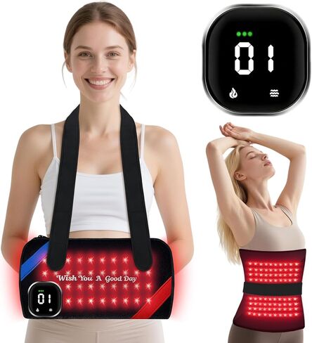 علاج بالضوء الأحمر اللاسلكي لليدين والمعصمين، كمامة علاجية بالأشعة تحت الحمراء مزدوجة اليد مع 80 خرزة LED مزدوجة الطول الموجي (660 نانومتر و850 نانومتر)، 5 أوضاع علاج، بطارية 3000 مللي أمبير في الساعة لتخفيف الألم بتغطية كاملة in Kuwait