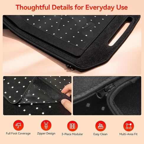 أقدام العلاج بالضوء الأحمر، بساط العلاج بالضوء الأحمر مع وضع النبض والمؤقت، 450 قطعة 3-1 خرزة مصباح، جهاز علاج بالأشعة تحت الحمراء يمكن ارتداؤه 660 نانومتر و850 نانومتر للجسم في المكتب المنزلي in Kuwait