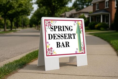 Spring Dessert Bar Spring Flowers Plum Pink Up Arrows A-Frame Single Sided 23x23 in. sign in Kuwait