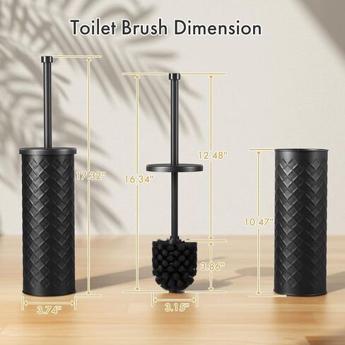 Toilet Bowl Brush and Holder Set 2 Pack with 4 Extra Brush Heads | Extra Long Handle with Splash Guard Cover, Tool-Free Installation, Bathroom Space-Saving, Cleaner Sets for Apartments, RV (Black) in Saudi Arabia