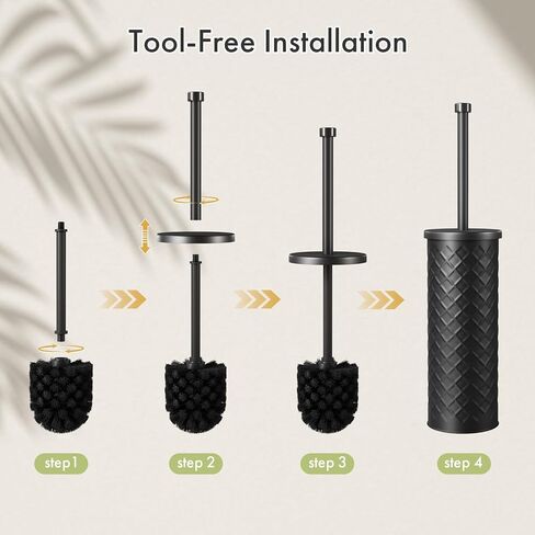 Toilet Bowl Brush and Holder Set 2 Pack with 4 Extra Brush Heads | Extra Long Handle with Splash Guard Cover, Tool-Free Installation, Bathroom Space-Saving, Cleaner Sets for Apartments, RV (Black) in Saudi Arabia