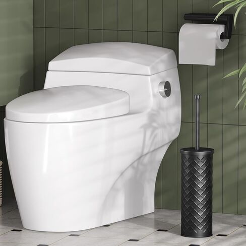 Toilet Bowl Brush and Holder Set 2 Pack with 4 Extra Brush Heads | Extra Long Handle with Splash Guard Cover, Tool-Free Installation, Bathroom Space-Saving, Cleaner Sets for Apartments, RV (Black) in Saudi Arabia