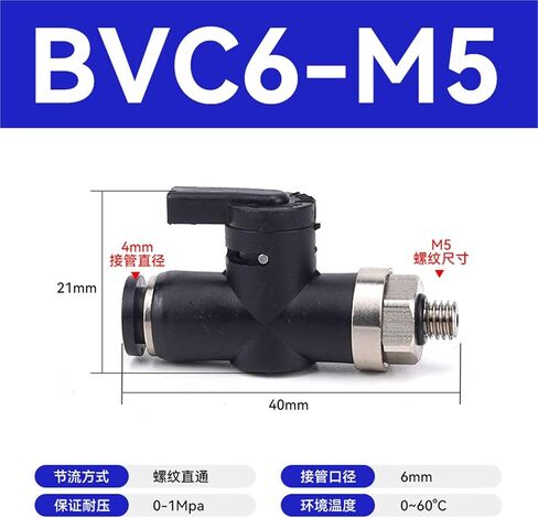Mini Ball Valve BVC-4 Single Handle Hand BVL-6 Pneumatic Switch BVLC6-M5 Manual Tracheal 1Pcs(BVC6-M5) in Saudi Arabia