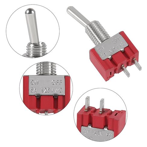 20pcs SPST Mini Toggle Switch Miniature ON/Off Switch 2 Terminal 2 Position 6A 125V 3A 250V -Red in Saudi Arabia