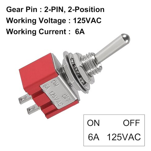 20pcs SPST Mini Toggle Switch Miniature ON/Off Switch 2 Terminal 2 Position 6A 125V 3A 250V -Red in Saudi Arabia