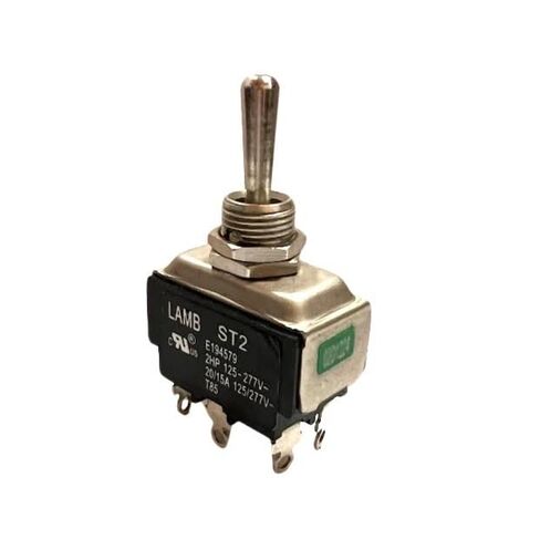 Lamb ST2 Toggle Switch, DPDT Maintained, Metal, 6-Pin, 20A 125VAC, 15A 277VAC, Panel Mount, ON/Off/ON Configuration, Silver Plated Contacts in Saudi Arabia