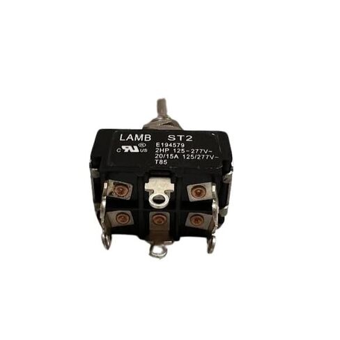 Lamb ST2 Toggle Switch, DPDT Maintained, Metal, 6-Pin, 20A 125VAC, 15A 277VAC, Panel Mount, ON/Off/ON Configuration, Silver Plated Contacts in Saudi Arabia