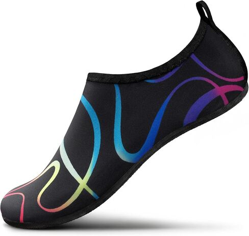 أحذية مياه Seekway النساء الرجال البالغين الجوارب المائية الجفون السريع حافي القدمين من أجل الشاطئ للسباحة نهر البحيرة بحيرة سوداء SK002 (u) in Kuwait