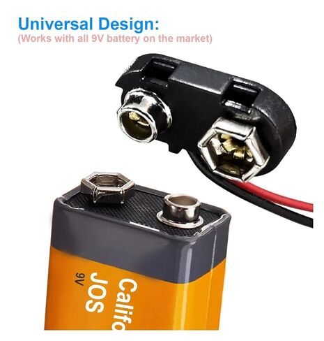 10 قطع من موصل مشبك بطارية 9 فولت من Fengpeng، اتصال كابل طويل، هيكل صلب، أسود أحمر (على شكل حرف T) in Kuwait