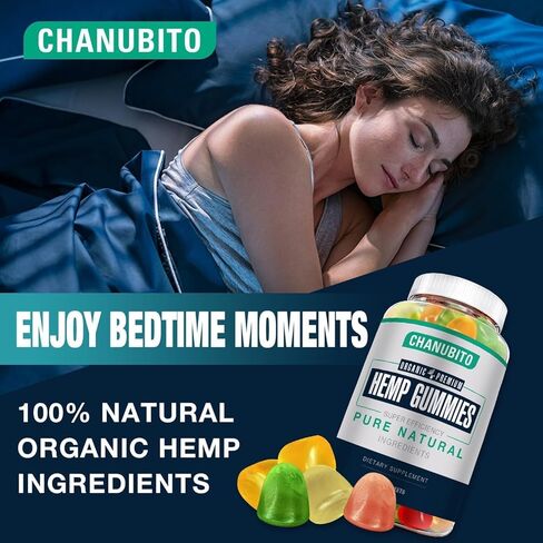 Hemp Gummies for Pain Sleep Anxiety - 100% Natural Organic Supplement High Potency Pure Hemp Oil Extract Edibles Gummy 1 Pack, Vegan, Non-GMO in Kuwait