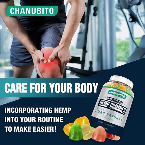 Hemp Gummies for Pain Sleep Anxiety - 100% Natural Organic Supplement High Potency Pure Hemp Oil Extract Edibles Gummy 1 Pack, Vegan, Non-GMO in Kuwait