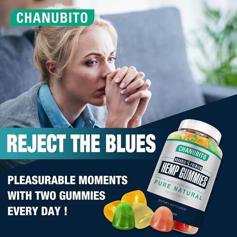 Hemp Gummies for Pain Sleep Anxiety - 100% Natural Organic Supplement High Potency Pure Hemp Oil Extract Edibles Gummy 1 Pack, Vegan, Non-GMO in Kuwait