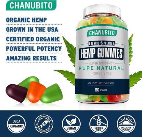 Hemp Gummies for Pain Sleep Anxiety - 100% Natural Organic Supplement High Potency Pure Hemp Oil Extract Edibles Gummy 1 Pack, Vegan, Non-GMO in Kuwait