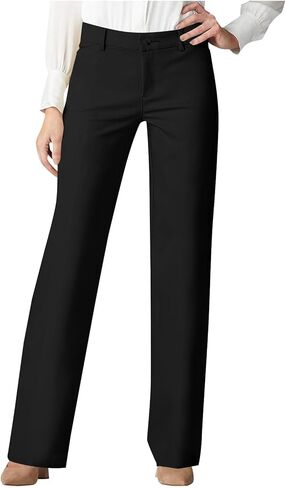 Women's Dress Pants Business Casual Stretchy Work Pants High Waisted Slacks Office Straight Leg Loose Fit Trousers in Saudi Arabia