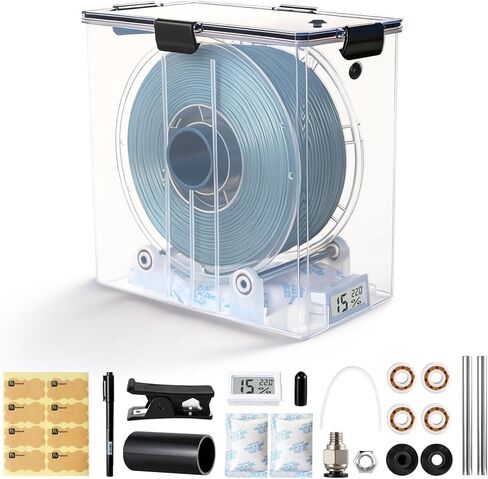 3D Printer Filament Storage Box, Dual-Outlet Airtight Dry Box with Ball-Bearing Spool Holder for Continuous Printing, Moisture-Proof Dispenser Compatible with 1.75mm 2.85mm PA Nylon TPU ABS PLA PETG in Saudi Arabia