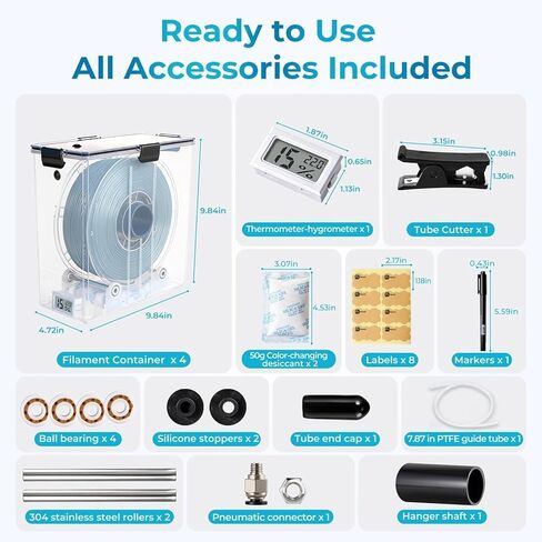 3D Printer Filament Storage Box, Dual-Outlet Airtight Dry Box with Ball-Bearing Spool Holder for Continuous Printing, Moisture-Proof Dispenser Compatible with 1.75mm 2.85mm PA Nylon TPU ABS PLA PETG in Saudi Arabia