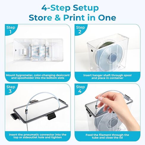 3D Printer Filament Storage Box, Dual-Outlet Airtight Dry Box with Ball-Bearing Spool Holder for Continuous Printing, Moisture-Proof Dispenser Compatible with 1.75mm 2.85mm PA Nylon TPU ABS PLA PETG in Saudi Arabia