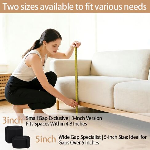 Under Sofa Blocker for Pets – Soft Fabric Gap Bumper, 3/5 Inch Height – Cut-to-Fit Couch & Bed Toy Blocker – Stops Dog Balls, Robot Vacuums Under Furniture (Black, Adjustable Length) in Saudi Arabia