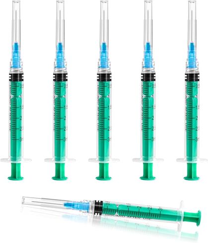 3ml Syringe with 23G 1Inch Lab Supplies, 3ml/cc Luer Lock Syringes for Scientific Labs, Measuring Liquid, Refilling Cartridges or Glue Applicator, Individual Package, 20 Pack（Green） in Kuwait