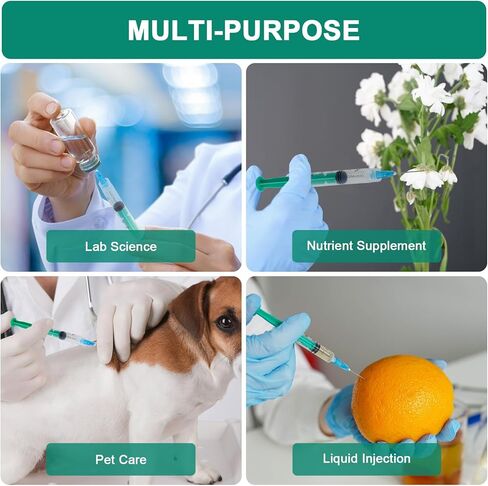 3ml Syringe with 23G 1Inch Lab Supplies, 3ml/cc Luer Lock Syringes for Scientific Labs, Measuring Liquid, Refilling Cartridges or Glue Applicator, Individual Package, 20 Pack（Green） in Kuwait