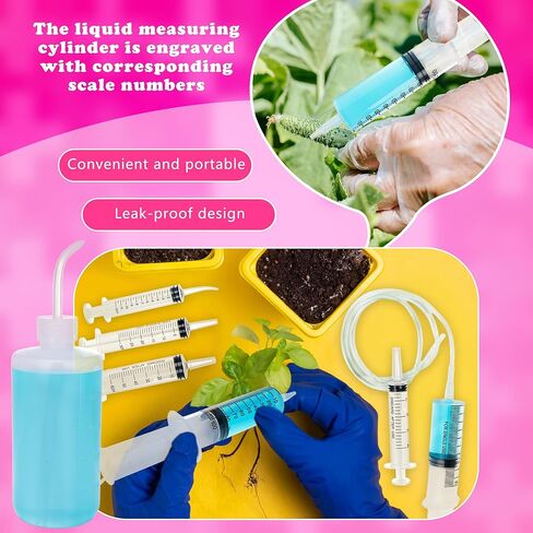 14 Pack Liquid Diet Kit 2 Curved Syringes 5 Plastic Syringe with Tube 3 Wash Squeeze Bottles with 2 Plastic Tubing and 2 Connections for Liquid Measuring Watering Drinking Liquid Food in Saudi Arabia