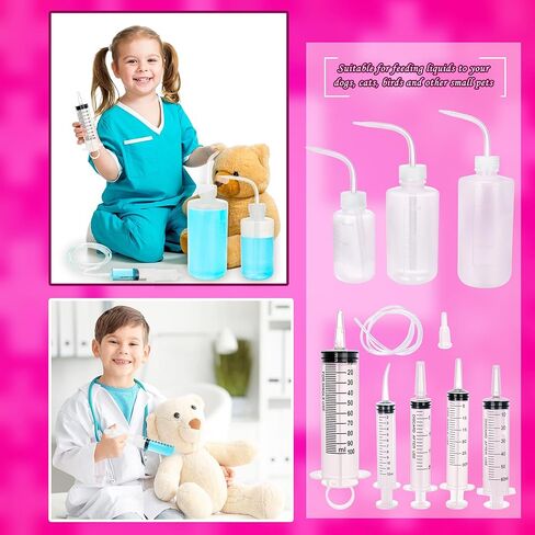 14 Pack Liquid Diet Kit 2 Curved Syringes 5 Plastic Syringe with Tube 3 Wash Squeeze Bottles with 2 Plastic Tubing and 2 Connections for Liquid Measuring Watering Drinking Liquid Food in Saudi Arabia