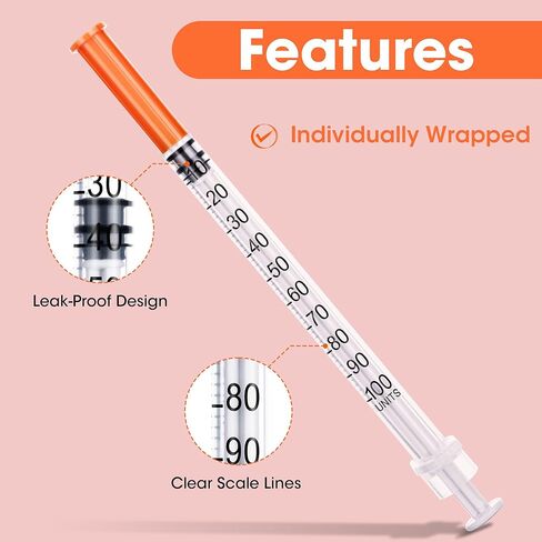 حقنة 1 مل 31 جرام 1/4 بوصة (6 مم) للمختبر والعلوم والسائل، مغلفة بشكل فردي، 100 عبوة in Kuwait