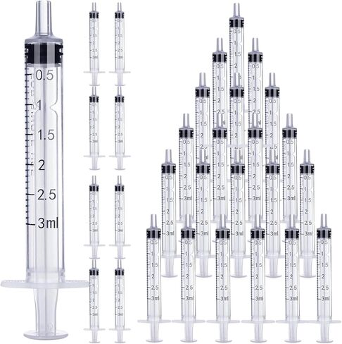 30Pack Syringes without Needle No Rubber Ring, HPLC Sampler Resistant to Organic Acids Bases Disposable Syringe(1ml) in Kuwait