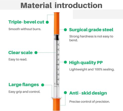 1 ml/cc 30G x 1/2'' (12.7mm) Jeringas, Orange Cap, 100/Box in Saudi Arabia