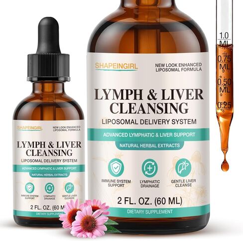 Liposomal Lymphatic Drainage Drops, High Absorption, 23-in-1 Lymphatic Drainage Supplement with Echinacea, Burdock, Elderberry, Vitamin - Immune & Lymph System Support*, Liver Detox & Cleanse, 2 fl oz in Kuwait