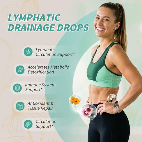 Liposomal Lymphatic Drainage Drops, High Absorption, 23-in-1 Lymphatic Drainage Supplement with Echinacea, Burdock, Elderberry, Vitamin - Immune & Lymph System Support*, Liver Detox & Cleanse, 2 fl oz in Kuwait