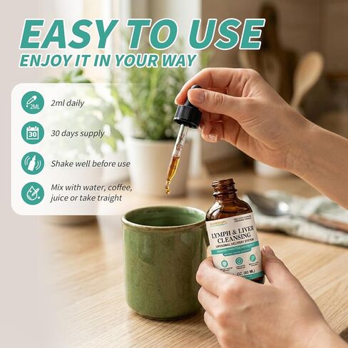 Liposomal Lymphatic Drainage Drops, High Absorption, 23-in-1 Lymphatic Drainage Supplement with Echinacea, Burdock, Elderberry, Vitamin - Immune & Lymph System Support*, Liver Detox & Cleanse, 2 fl oz in Kuwait