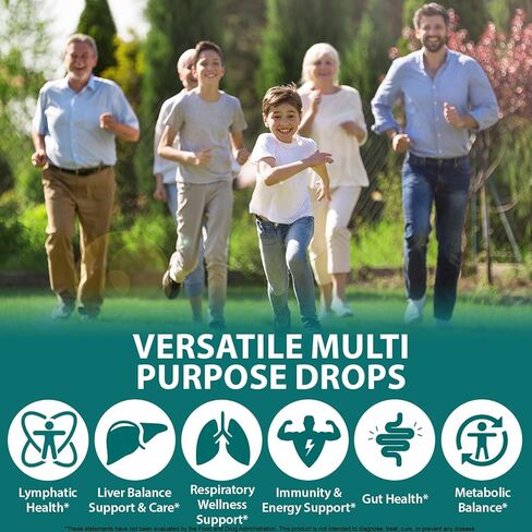 Lymphatic Drainage Drops, 21-in-1 Organic Lymphatic Drainage Supplement with Dandelion Extract, Zine, Burdock Extract,for Lymph System Support, Cleanse | Gluten-Free, 60ml in Kuwait