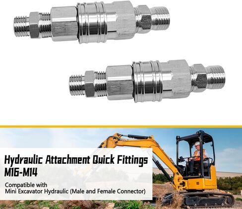 M16-M14 Hydraulic Attachment Quick Fitting Fit for Mini Excavator Hydraulic, Mini Excavator Quick Coupler 2 Male＆2 Female Connector in Saudi Arabia