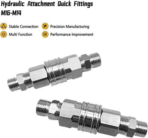 M16-M14 Hydraulic Attachment Quick Fitting Fit for Mini Excavator Hydraulic, Mini Excavator Quick Coupler 2 Male＆2 Female Connector in Saudi Arabia