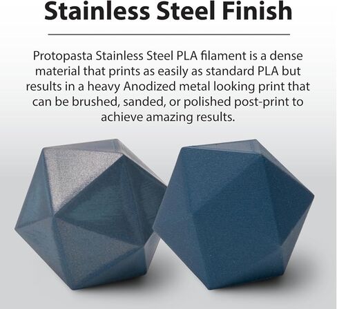 بروتوباستا خيوط طابعة PLA ثلاثية الأبعاد مملوءة بالفولاذ المقاوم للصدأ باللون الأزرق | خيوط طابعة PLA مملوءة بالمعدن من ProtoPlant | 60% فولاذ | خيوط معدنية مركبة صديقة للبيئة من البولندية والباتينا | بكرة معدنية 500 جرام in Kuwait