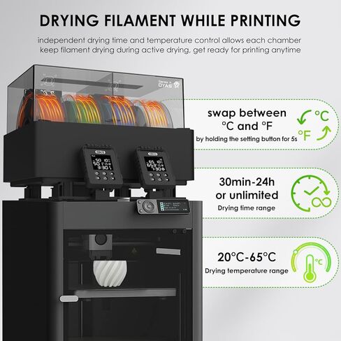 EIBOS 3D الطابعة خيوط مجفف Dyas لمختبر Bambu AMS، سخان AMS مع التجفيف النشط، الختم التلقائي بالكامل، تجفيف المرحلة الثانية، التثبيت المستقل لـ PLA، PETG، النايلون in Kuwait