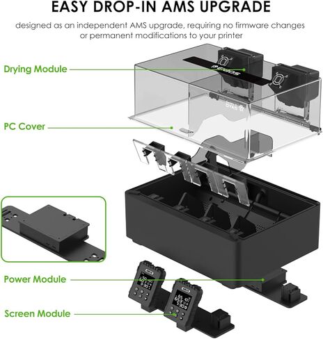 EIBOS 3D الطابعة خيوط مجفف Dyas لمختبر Bambu AMS، سخان AMS مع التجفيف النشط، الختم التلقائي بالكامل، تجفيف المرحلة الثانية، التثبيت المستقل لـ PLA، PETG، النايلون in Kuwait