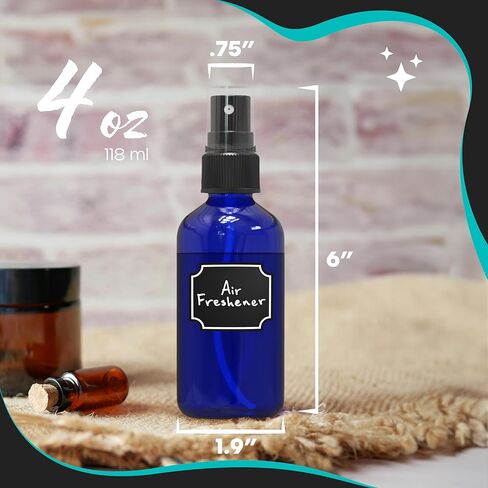 Nevlers 48pk Blue Small Spray Bottles 4 oz| Versatile UV-Proof Small Glass Spray Bottles 4 oz | Ultra Fine Mist Spray Bottles for Face, Spritz Bottle for Hair, Spray Mist Bottle for Oil & More in Kuwait