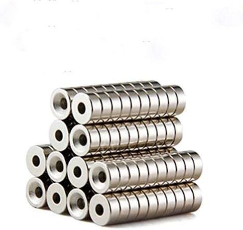 25 Pack Round Disc Magnets, D10mm x H3mm with 3mm Hole, Silver Steel Finish, Ideal for Refrigerator, Office, Whiteboard Magnets, Durable, Multi-Use in Saudi Arabia